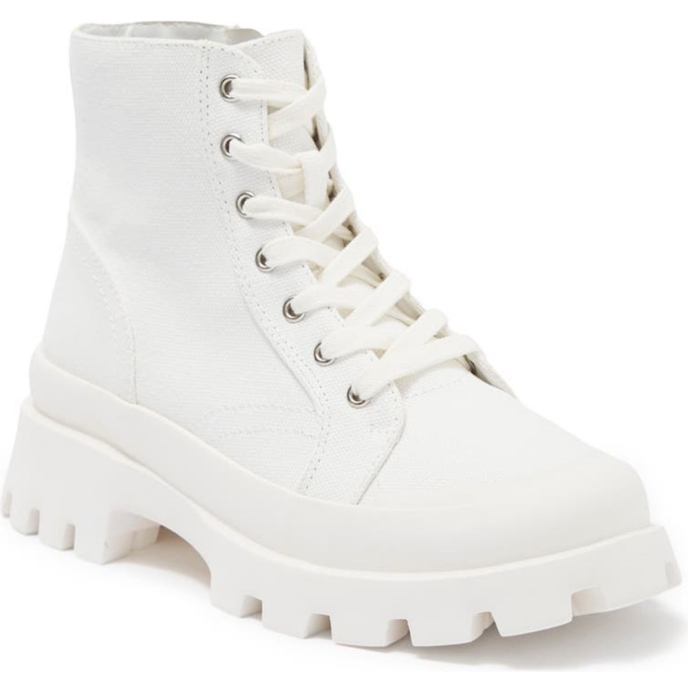 Steve Madden white combat boots. Never worn. Brand new w box.